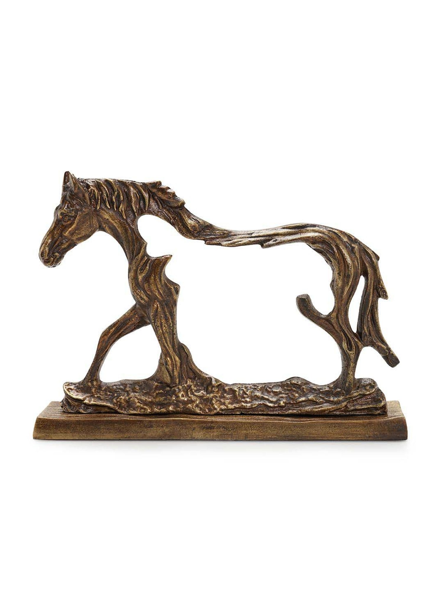 Pure Home and Living Brown Aluminium Antique Horse Figurine