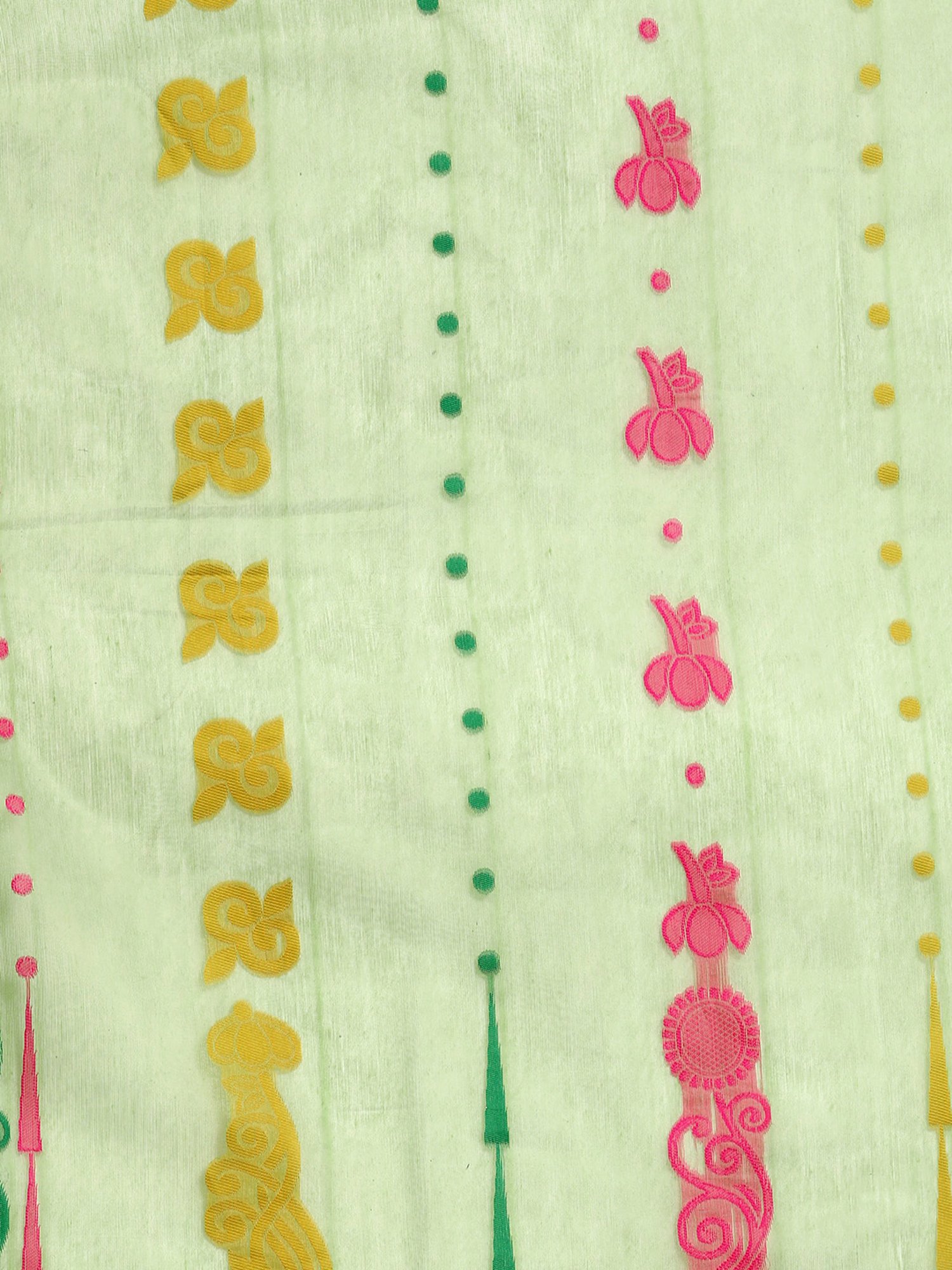 Silk Land Green Pure Cotton Woven Saree With Unstitched Blouse