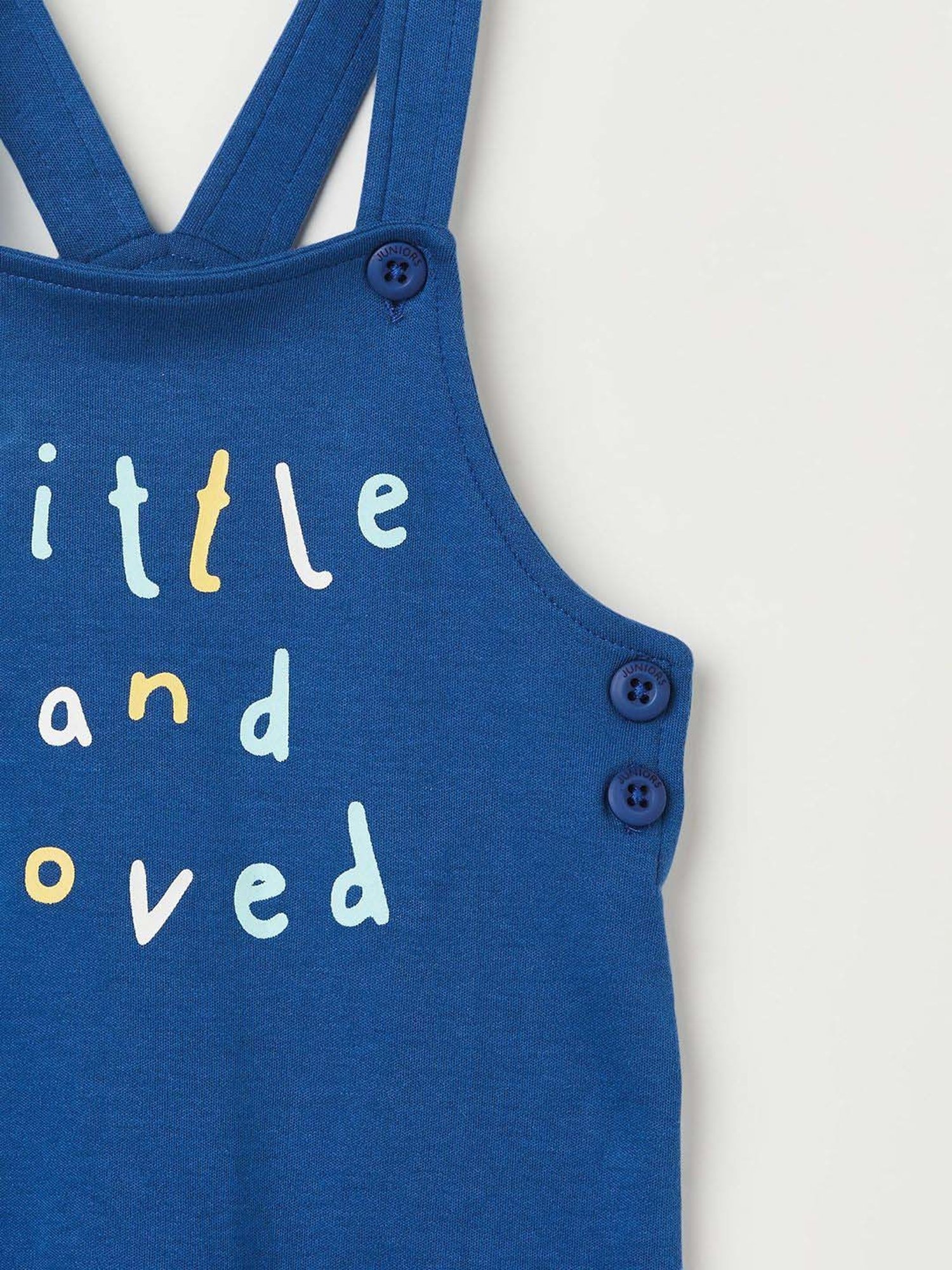 Juniors by Lifestyle Blue & White Cotton Printed Dungaree Set