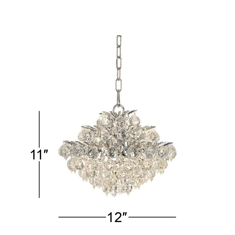 Vienna Full Spectrum Chrome Mini Pendant Chandelier 12" Wide Modern Crystal 3-Light Fixture for Dining Room House Foyer Kitchen