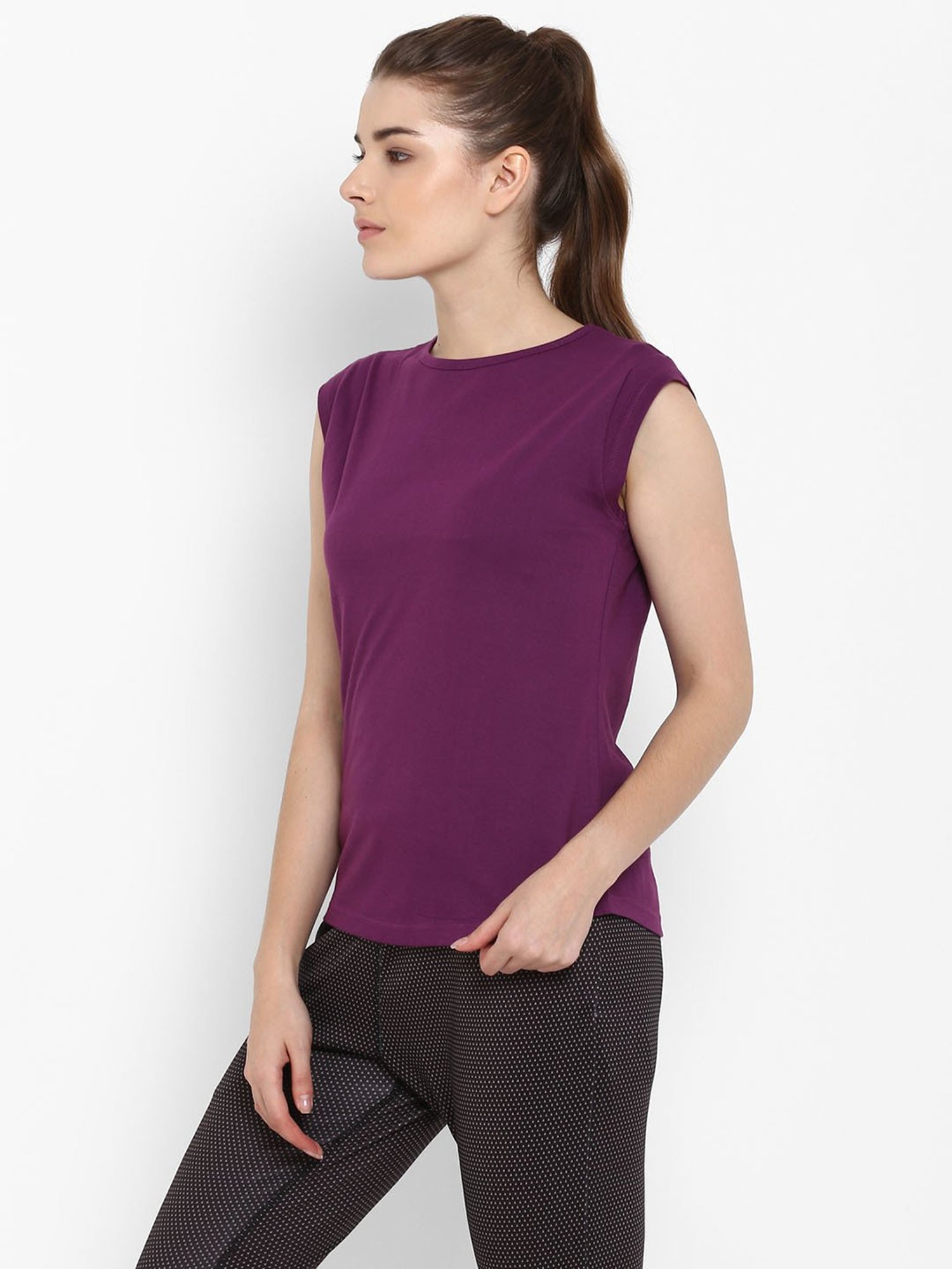 Appulse Purple Cotton Slim Fit T-Shirt
