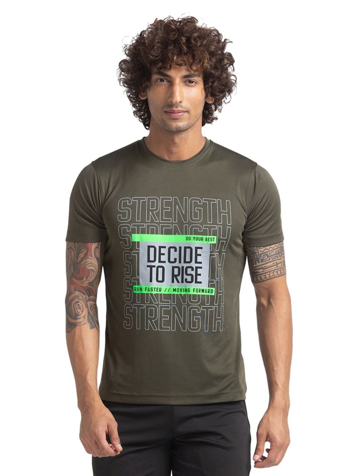 Parx Green Regular Fit Printed T-Shirt