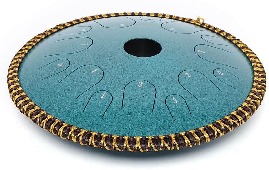 LOYALHEARTDY Butterfly Drum 14-Inch Steel Tongue Drummer Drum c Major 14-Note Manual Percussion Instrument Tongue Drum Pot With Rope Decoration And Mallet Bag Sheet Music (Green)