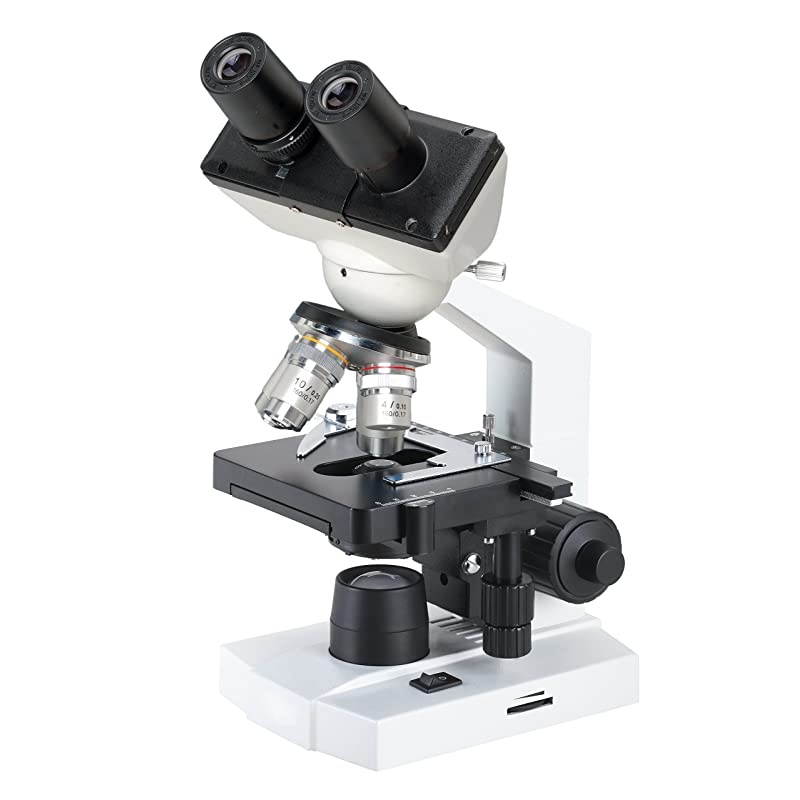 BS2010E Basic Binocular Compound Microscope WF10x Eyepieces 40x1000x Magnification Brightfield LED Illumination Abbe Condenser Iris Diaphragm Mechanical Stage 110V