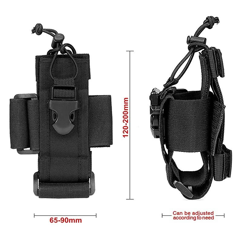 Adjustable Tactical Radio Holder Bag, Molle Two Way Radio Holster Pouch Holder, Nylon Duty Military Storage Case Bag for walkie Talkie (Black, 1 Pack)