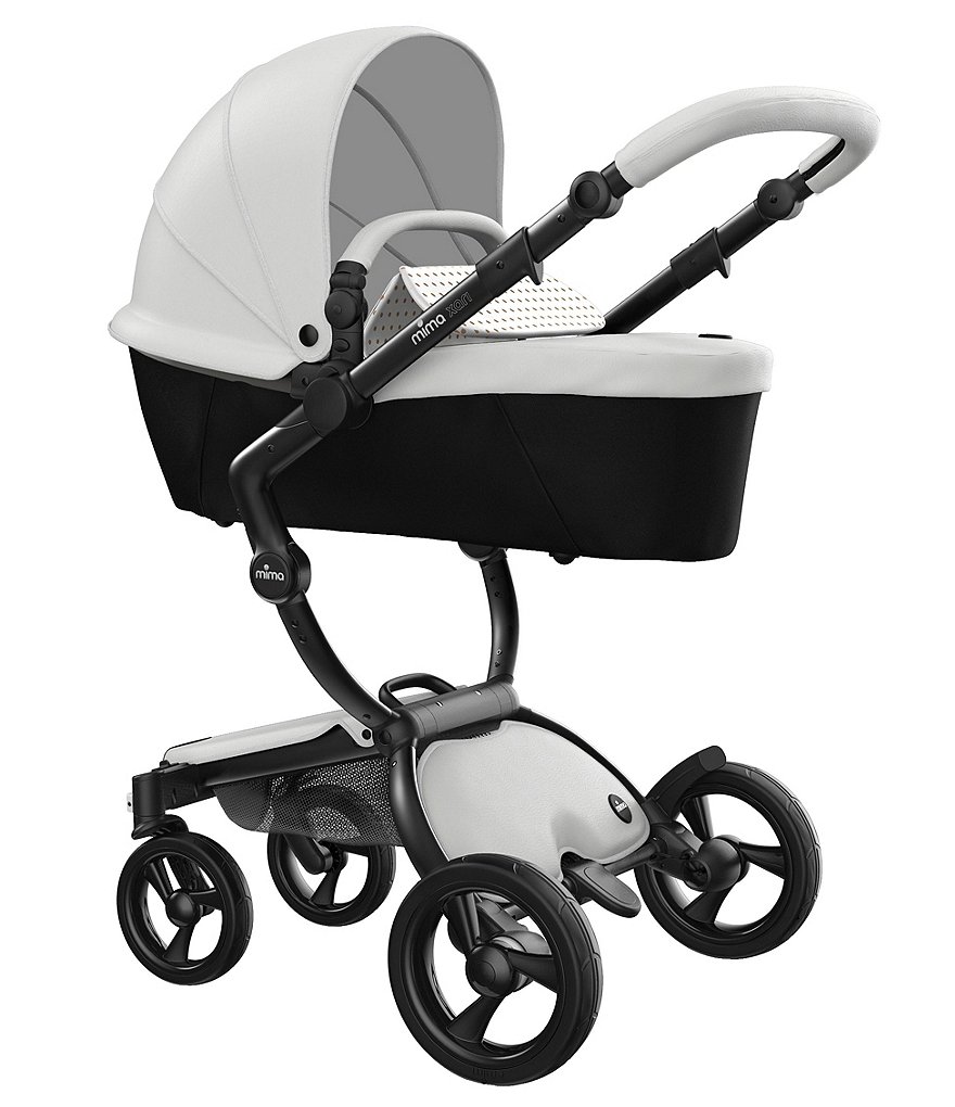Mima Xari Stroller - Black Chassis with Snow White Reversible Seat and Carrycot