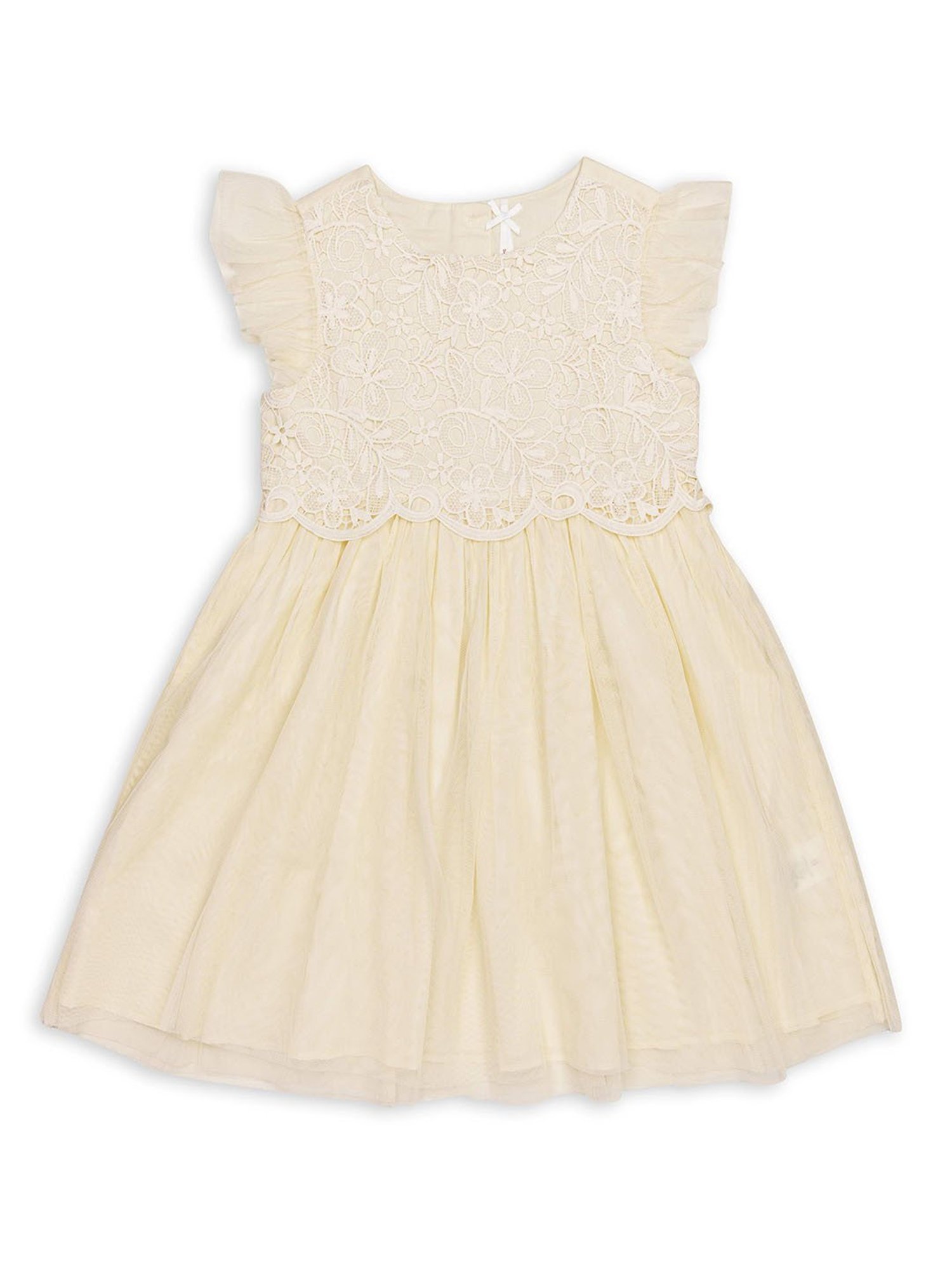 H by Hamleys Girls Cream Self Design A Line Dress
