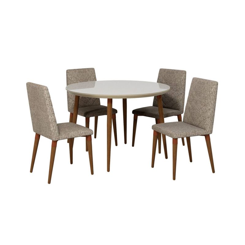 5pc 45.28" Utopia Round Dining Set Off White/Gray - Manhattan Comfort