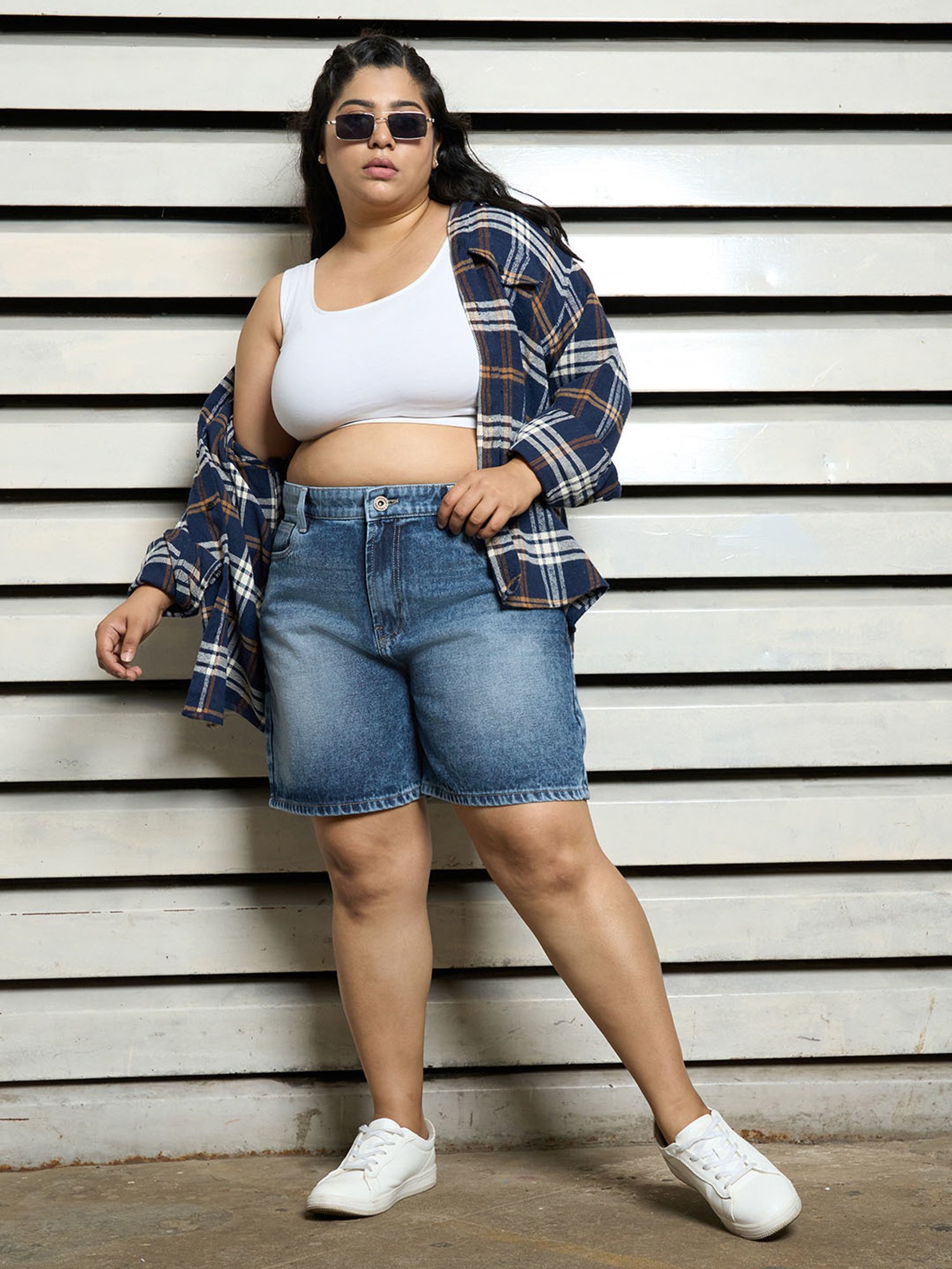 High Star Blue Relaxed Fit High Rise Shorts