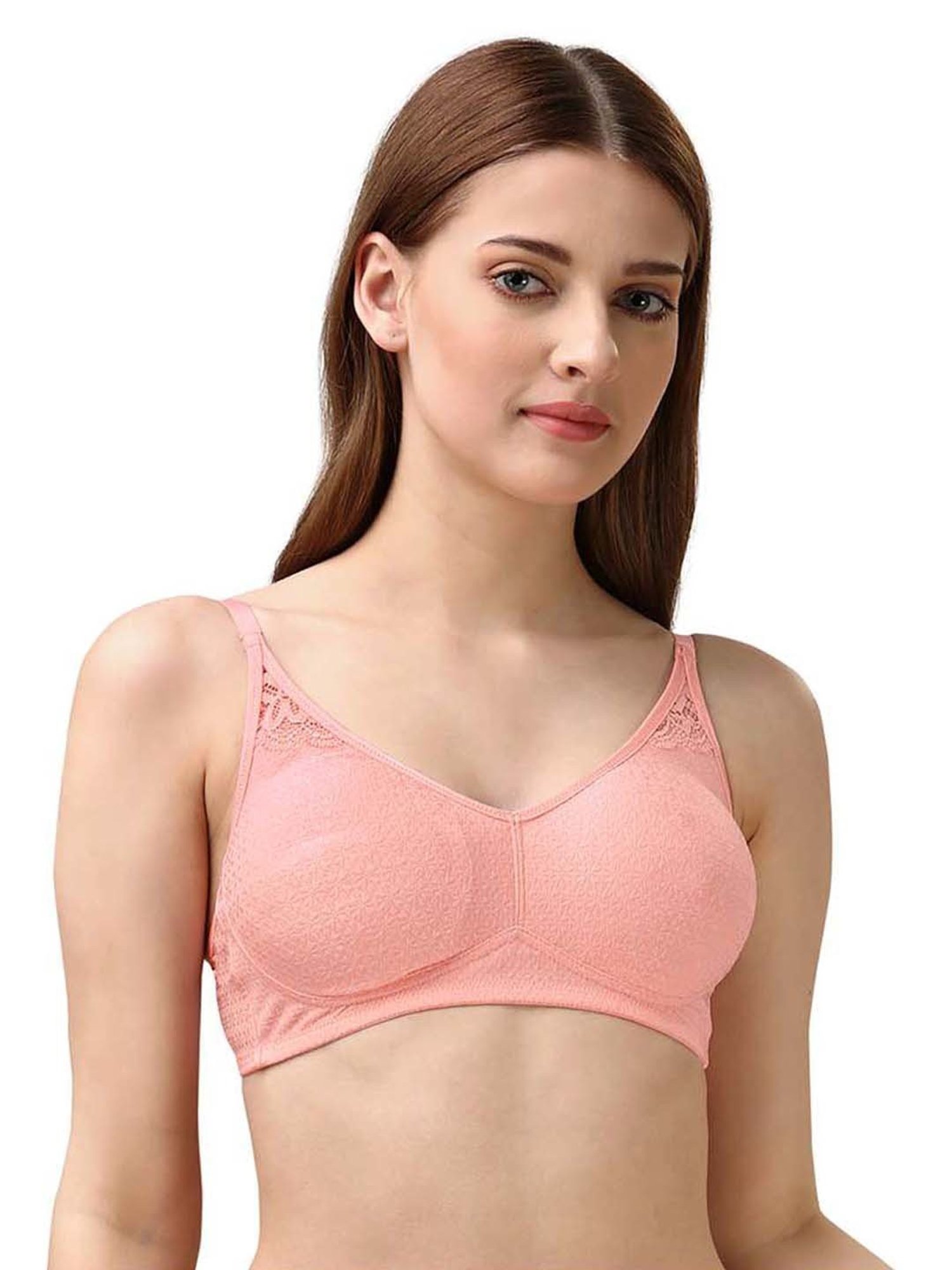 Soie Pink Lace Work Non-Padded Everyday Bra