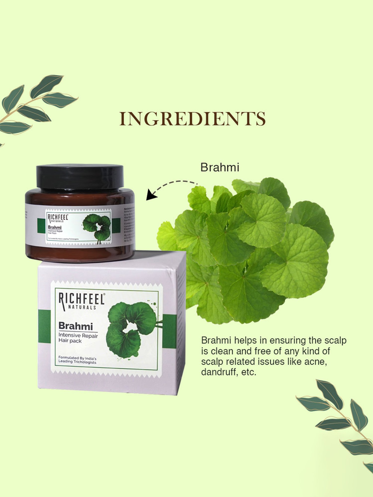 Richfeel Brahmi Intensive Repair Hair Pack - Pack of 3