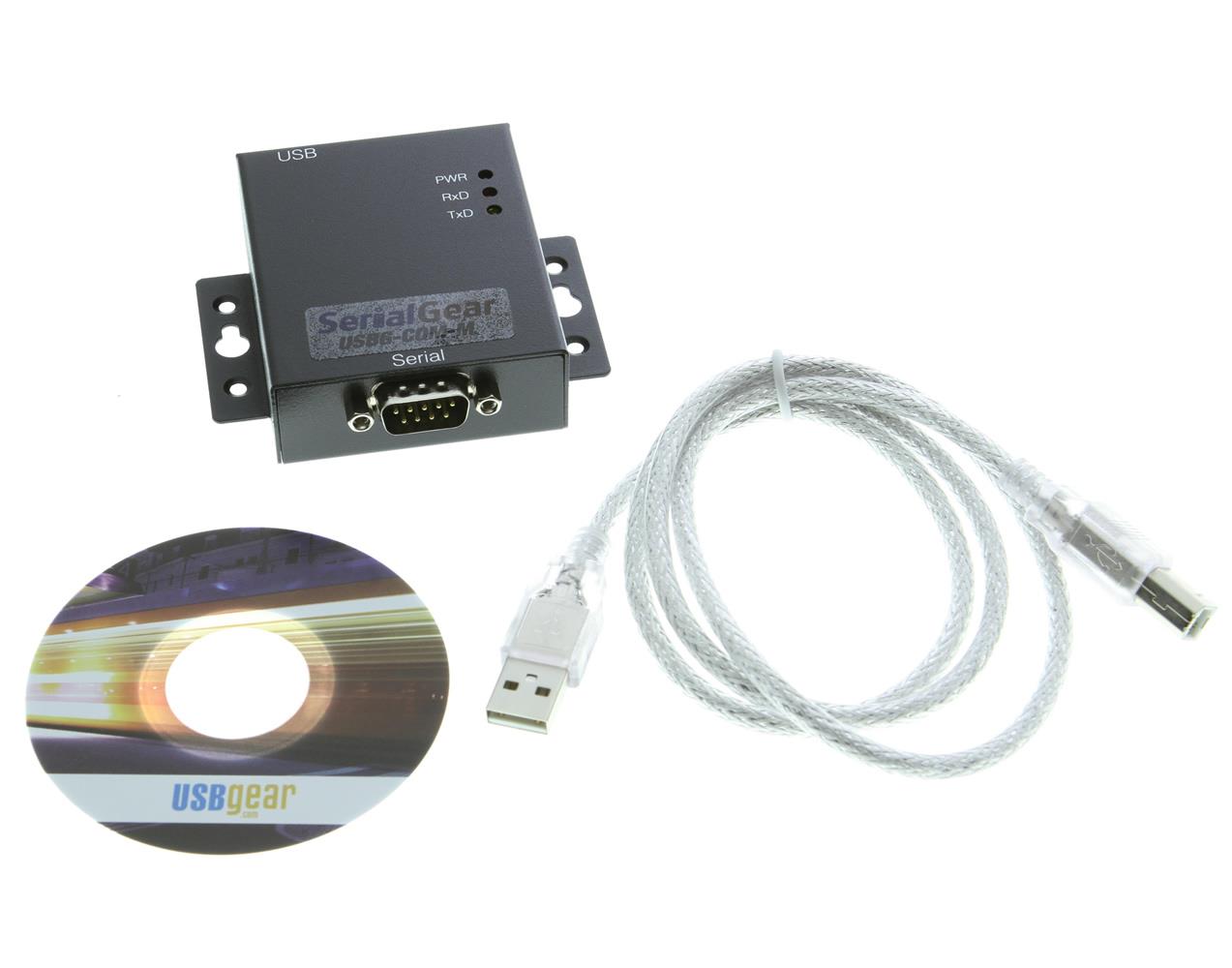 Coolgear USB 2.0 to Serial High-Speed RS-232 Industrial Adapter Metal case with DIN-Rail Bracket