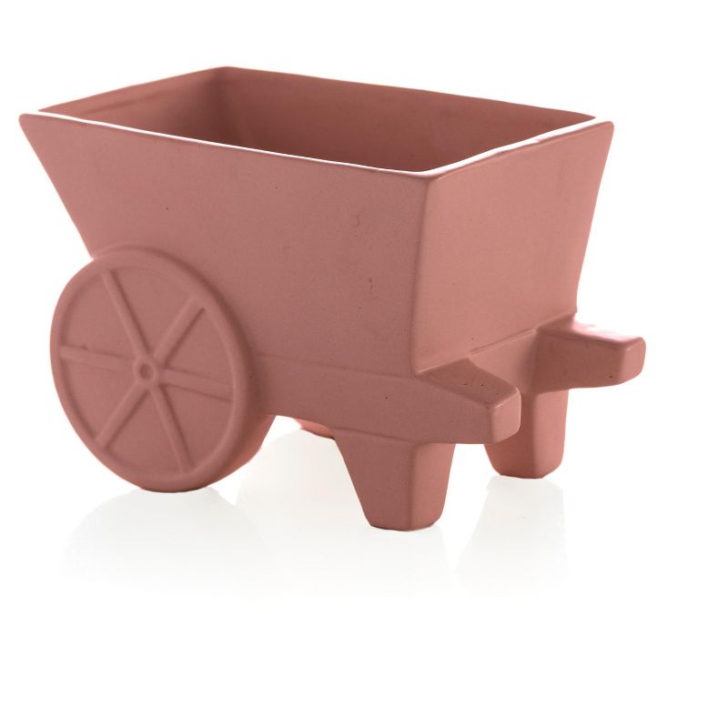 Large Kasbah Wheelcart Planter  - Orange - Shiraleah