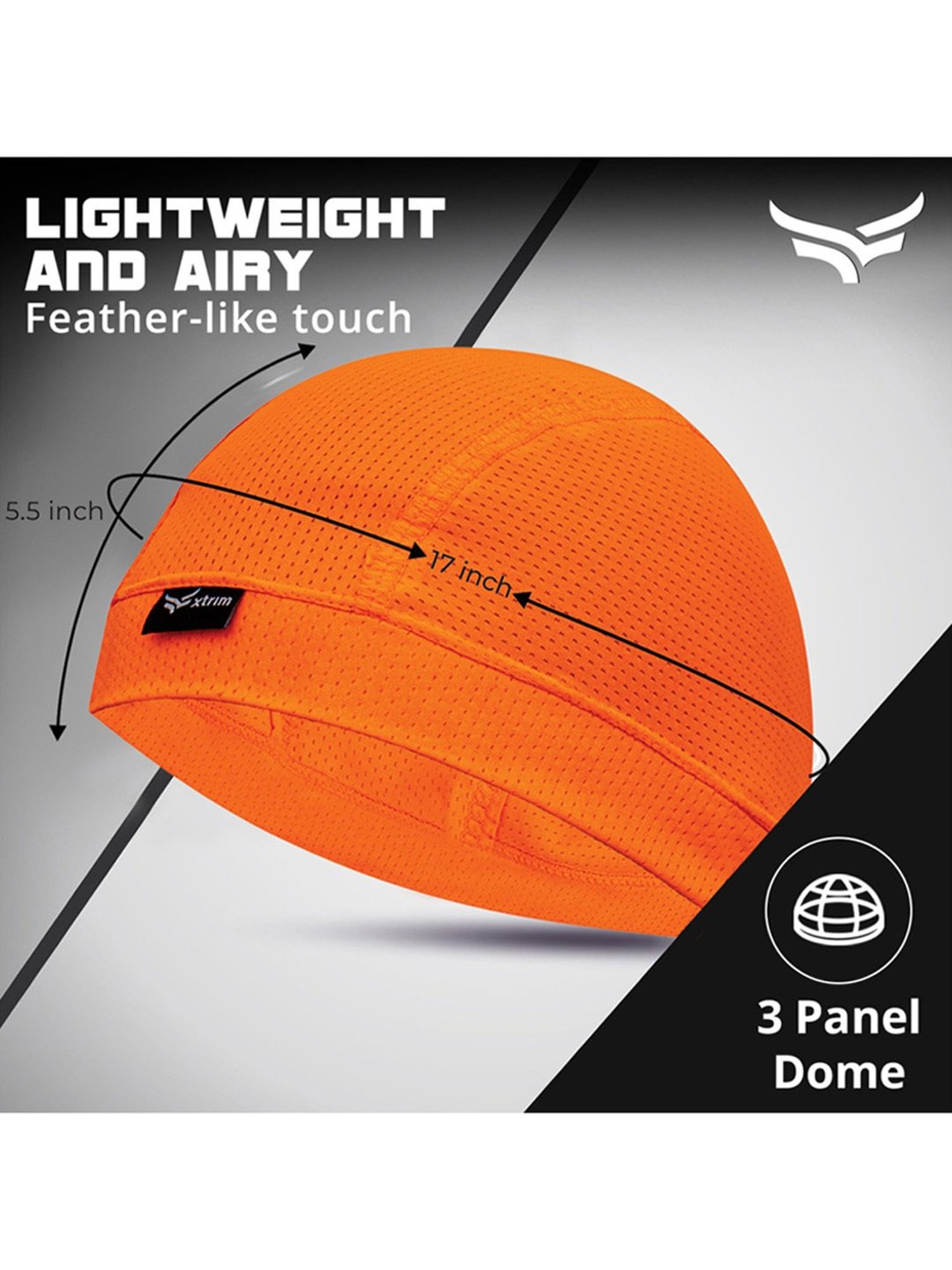Xtrim Sweat Cooling Cotton Helmet Skull Cap (Orange) Size - Free Size