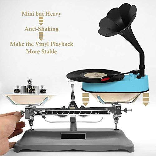 Turntable Record Player with Horn Speaker for 3345 RPM RecordsMini Gramophone Supporting Bluetooth Playback Blue