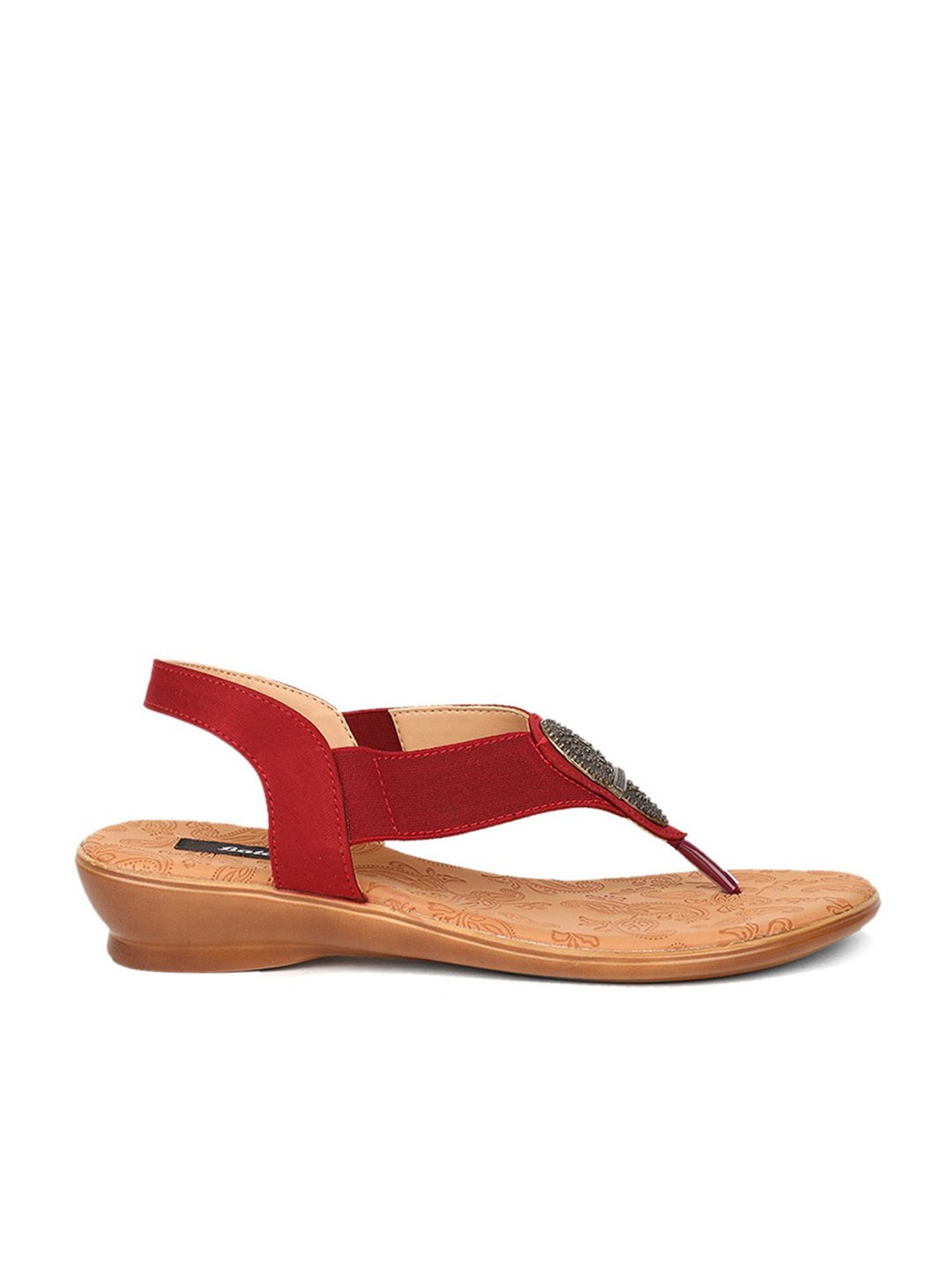 Bata Women's Maroon Sling Back Wedges