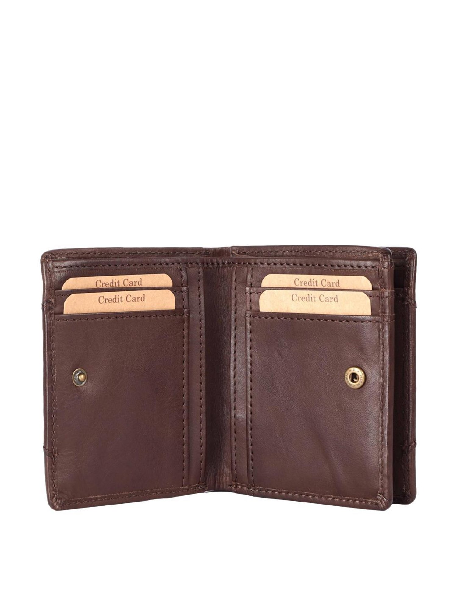 KOMPANERO LEO Dark Brown Solid Tri-Fold Wallet