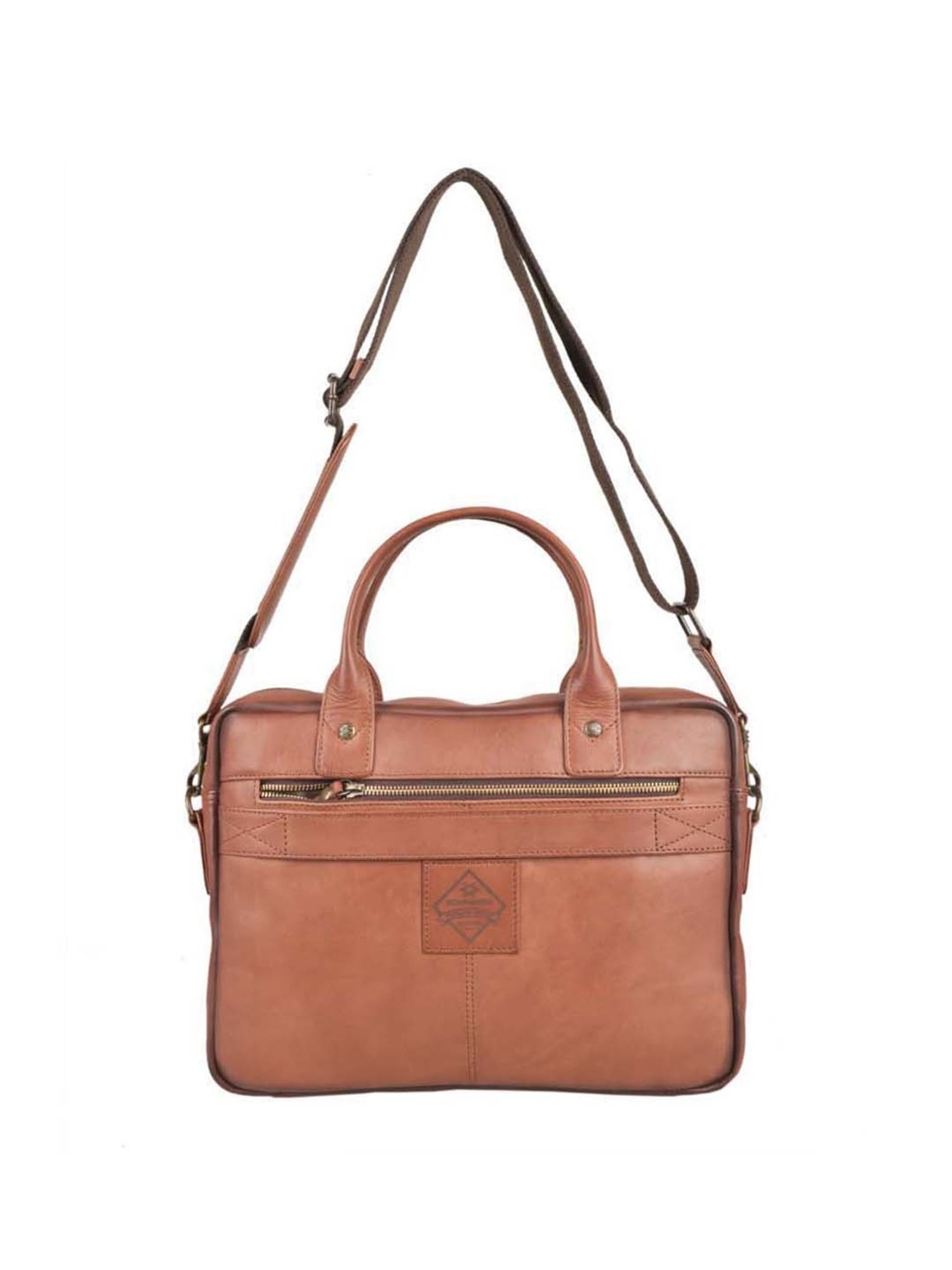 KOMPANERO Tan Leather Medium Messenger Bag