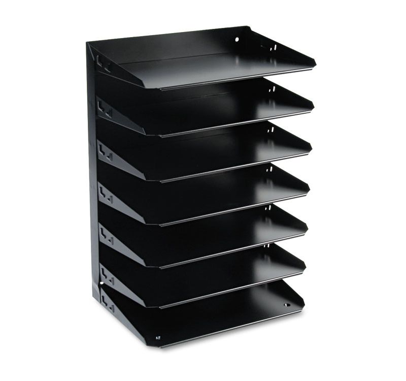 Steelmaster Multi-Tier Horizontal Letter Organizers Seven Tier Steel Black 2647HBK