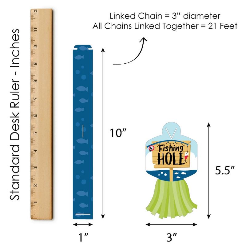 Big Dot of Happiness Let's Go Fishing - 90 Chain Links & 30 Paper Tassels Decor Kit - Fish Birthday Party or Baby Shower Paper Chains Garland - 21 ft