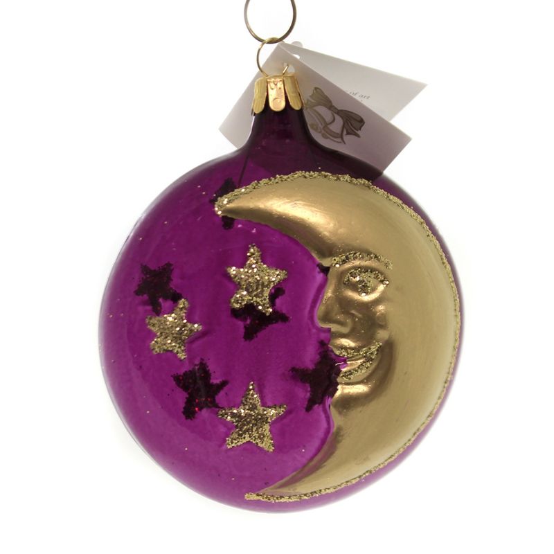 Golden Bell Collection 4.0" Midnight & Crescent Moon Ornament Halloween Christmas  -  Tree Ornaments