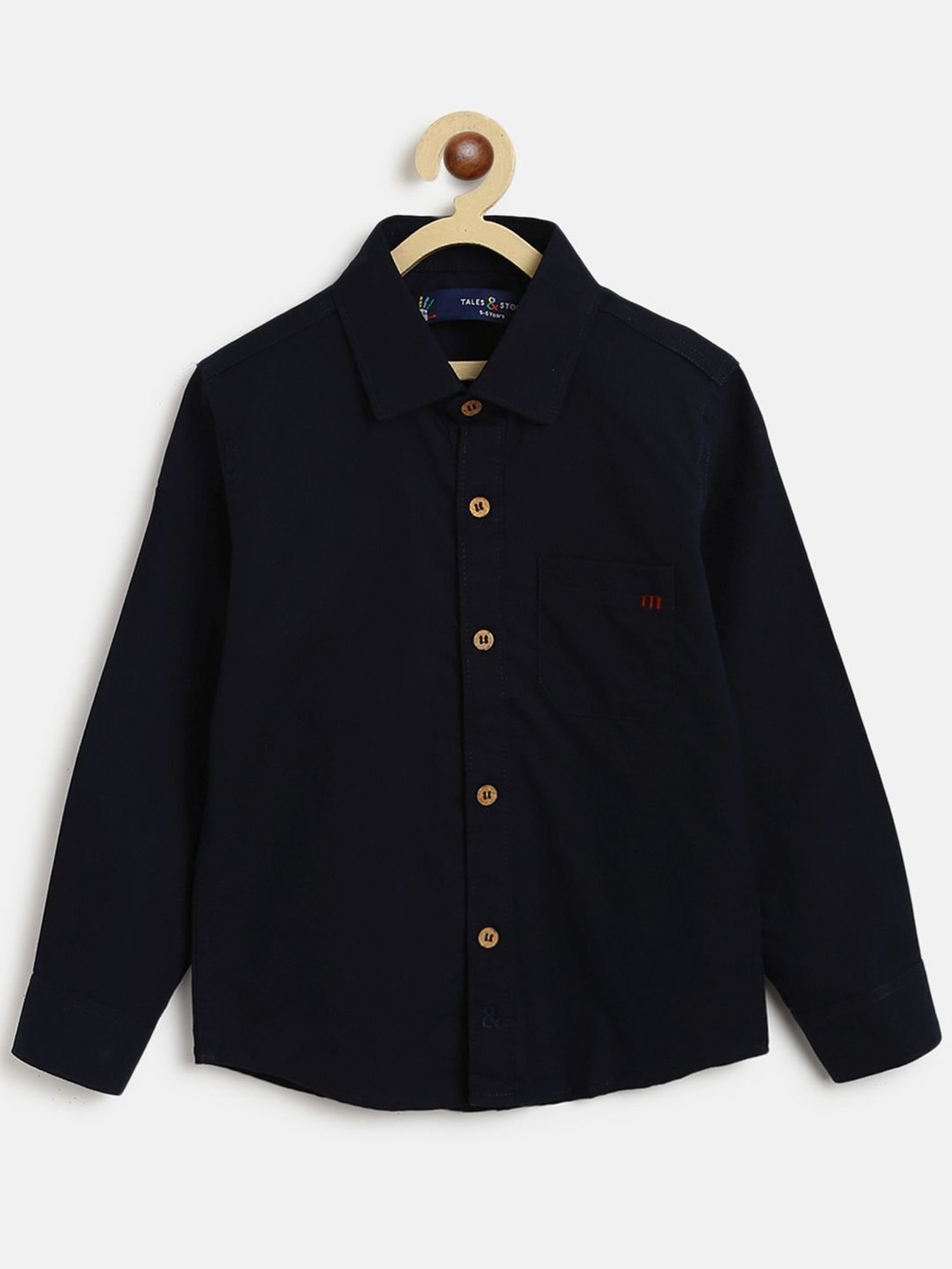 Tales & Stories Kids Navy Cotton Regular Fit Full Sleeves Shirt