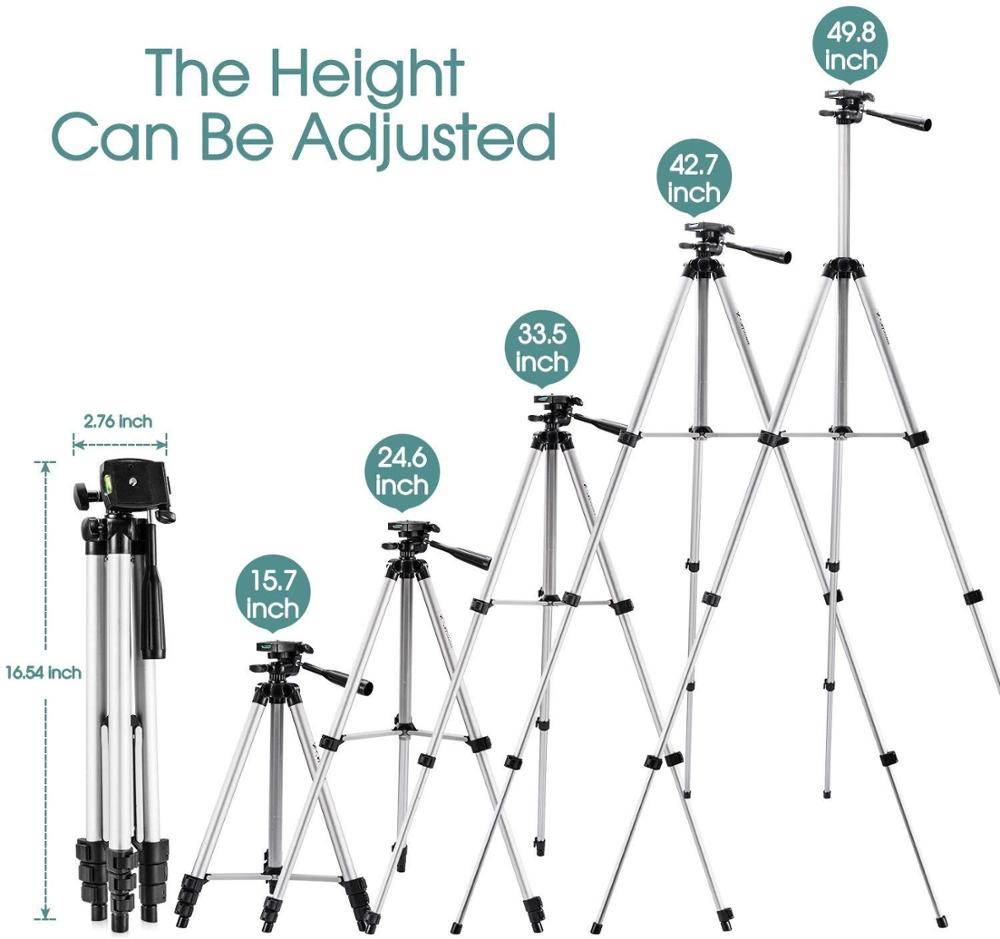 Professional Foldable Camera Tripod Holder Stand Screw 360 Degree Fluid Head Tripod Stabilizer Aluminum with Phone Clamp Holder and Bag for Free 3110