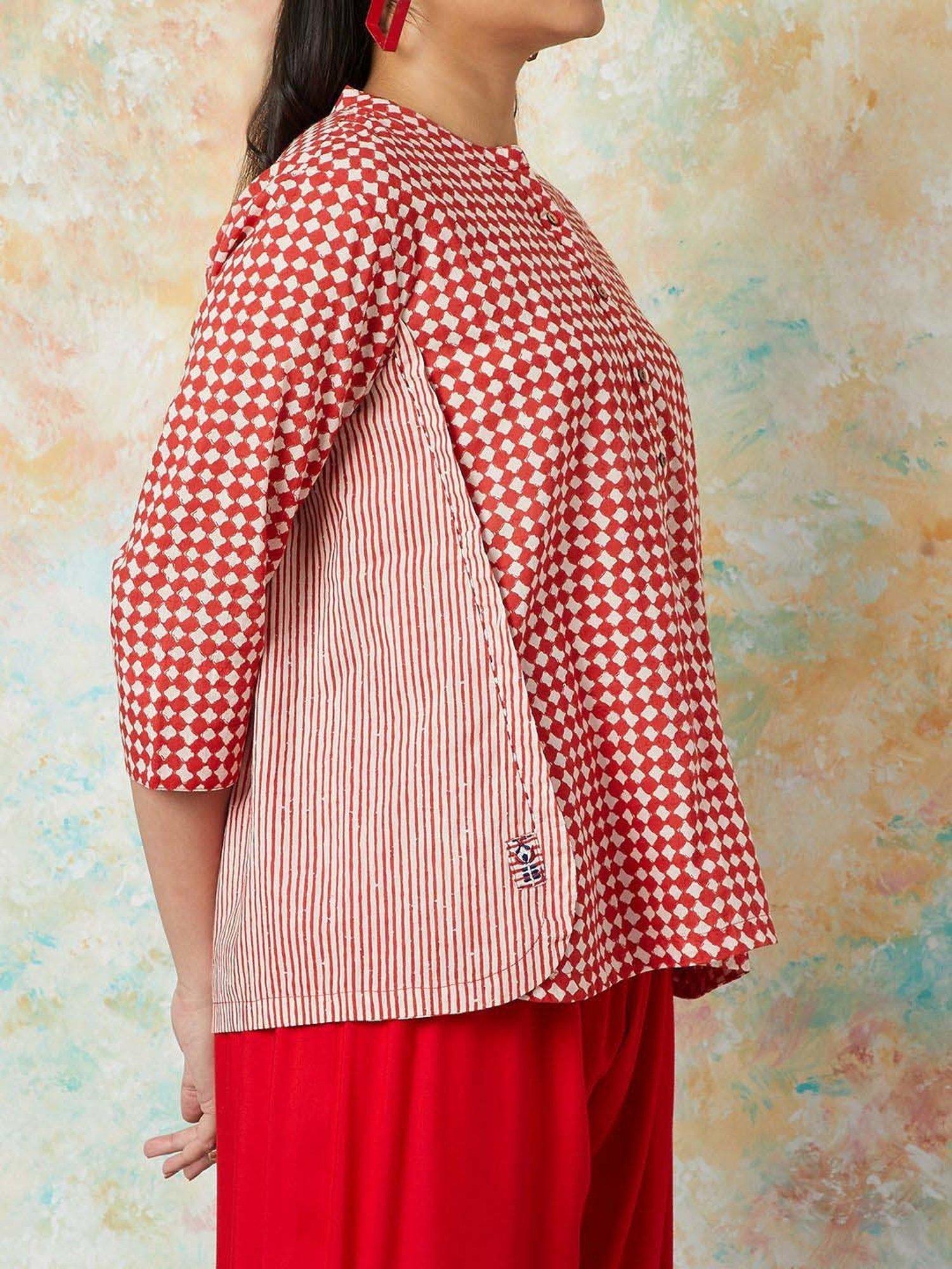 Melange by Lifestyle Red Cotton Printed Tunic