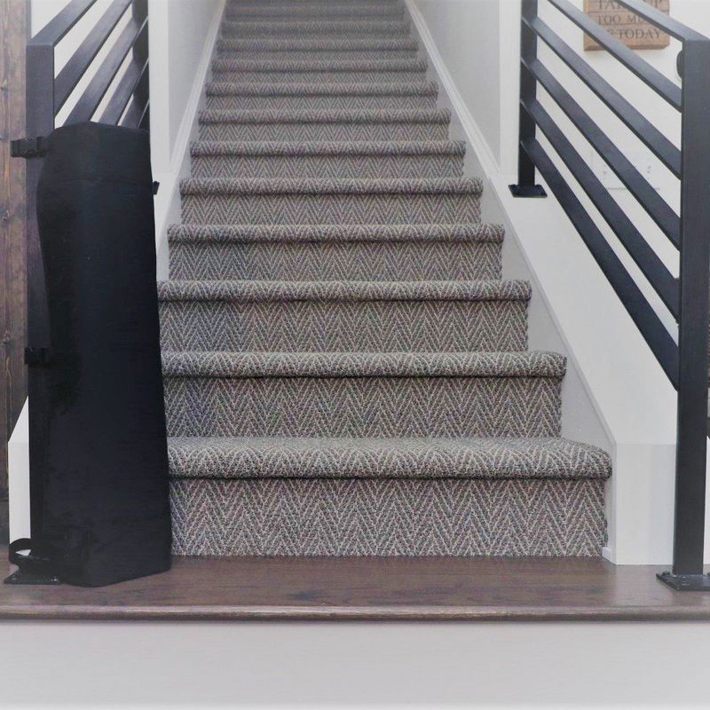 THE STAIR BARRIER 42 to 52 Inch Banister to Banister Portable Fabric Baby Kids Pet Safety Gate for Children, Dogs, and Cats, Crypton Charcoal