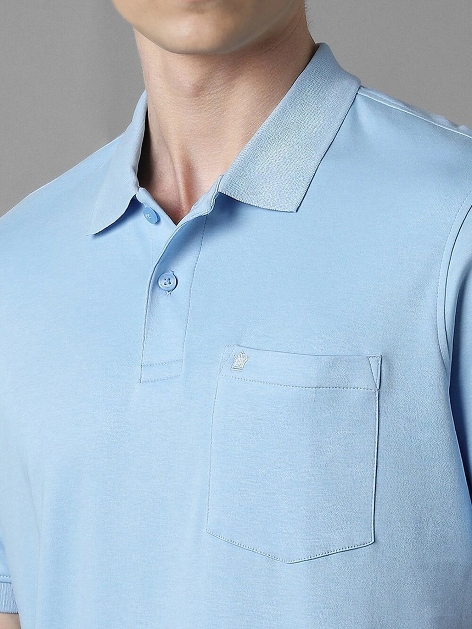 Louis Philippe Blue Cotton Regular Fit Polo T-Shirt