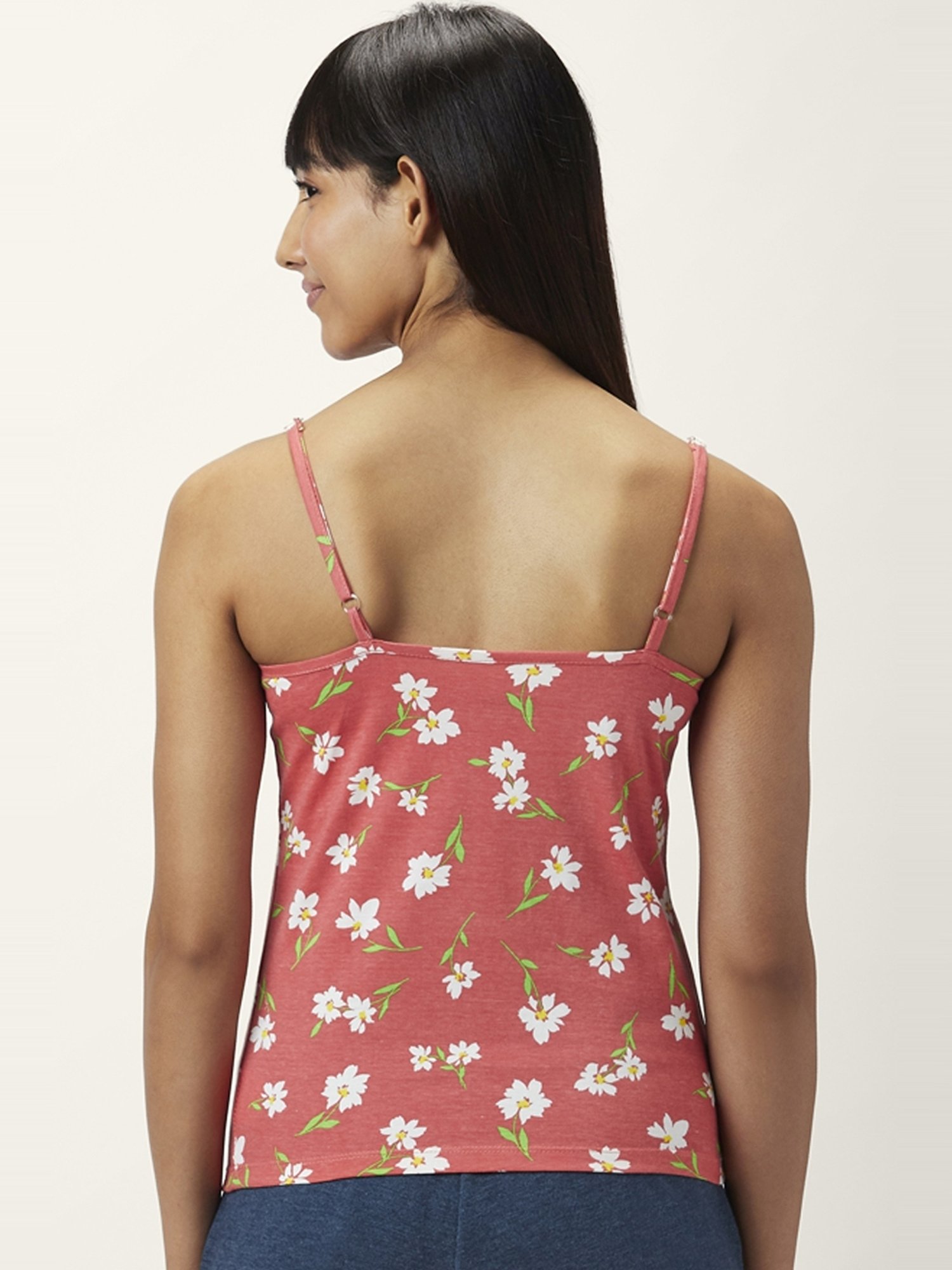 Dreamz by Pantaloons Sage Green & Pink Cotton Printed Camisoles - Pack Of 2