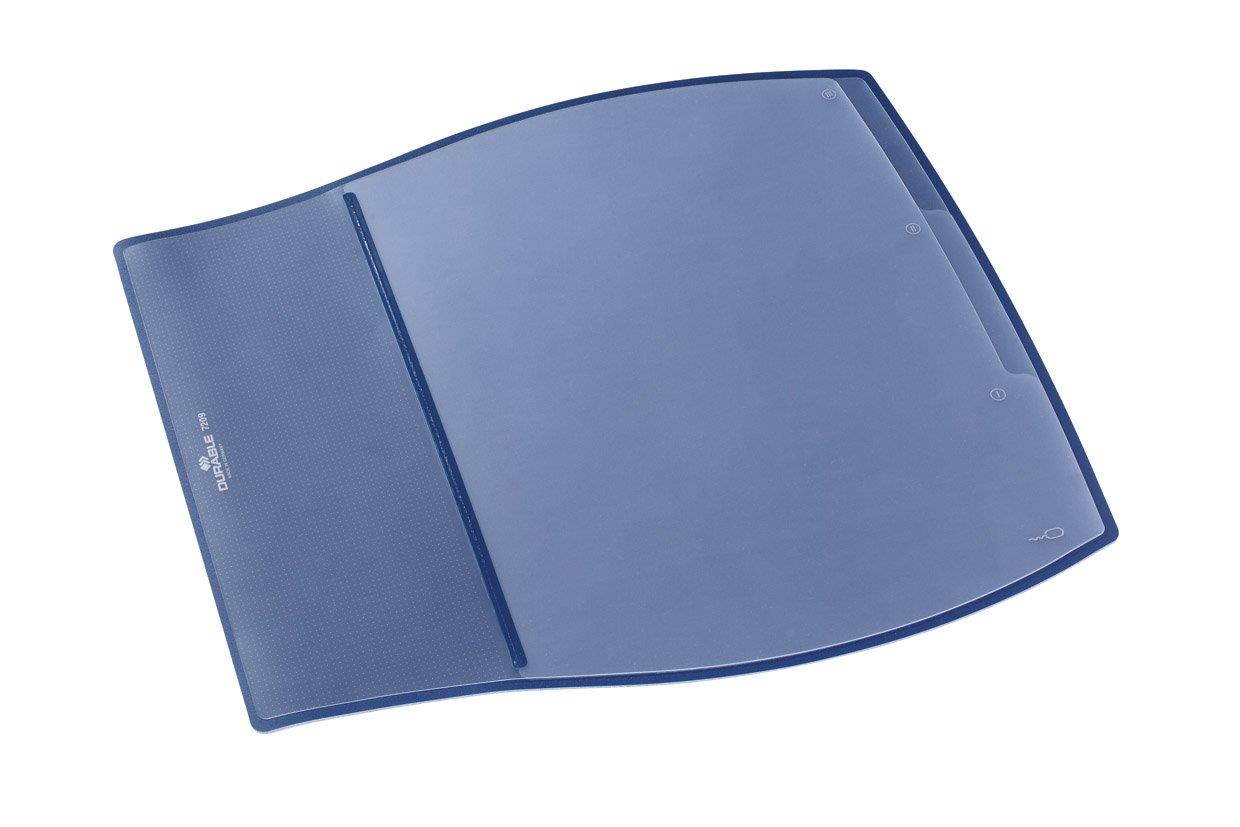 DURABLE Work Pad, Desk Pad with 3 Center and 1 Side Overlay, 15-1/4 x 17-1/4 Inches, Dark Blue (720907)