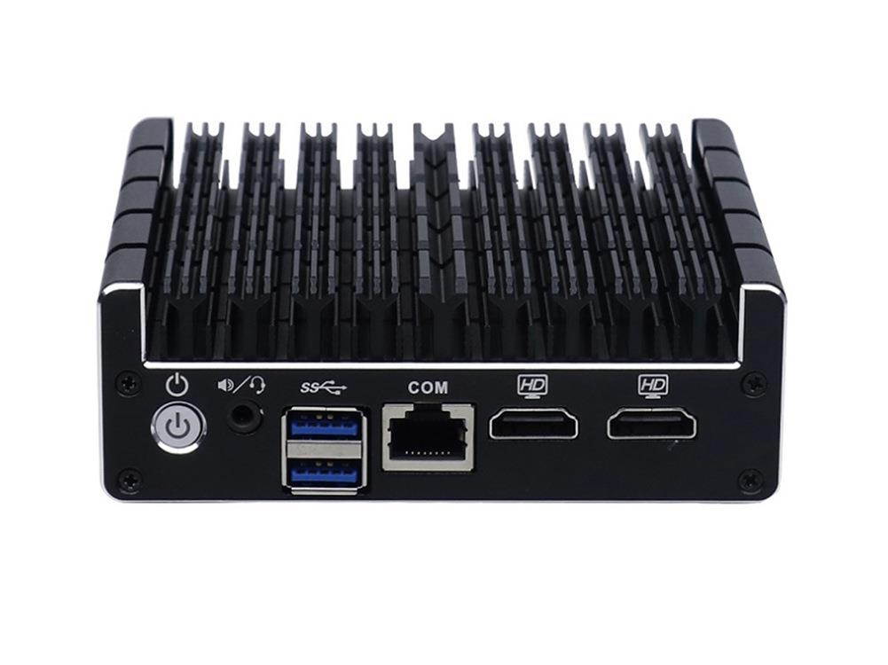 Fanless Mini PC Support AES-NI,Firewall, PFsense,Intel Celeron J3060 with 2*LAN/1*COM/2*HDMI/2*USB3.0/4*USB3.0/win 7 Linux mini pc(8GB Ram 128GB SSD)[Partaker C4]