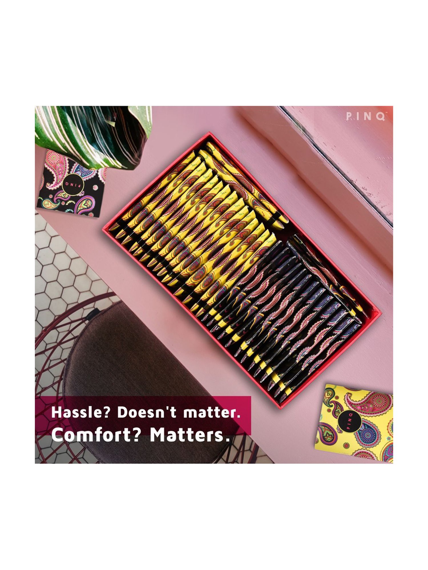 PINQ Bulk Me Box, Cotton Ultra Sanitary Pads With Individual Disposable Pouch,20 each (XXL+XL)