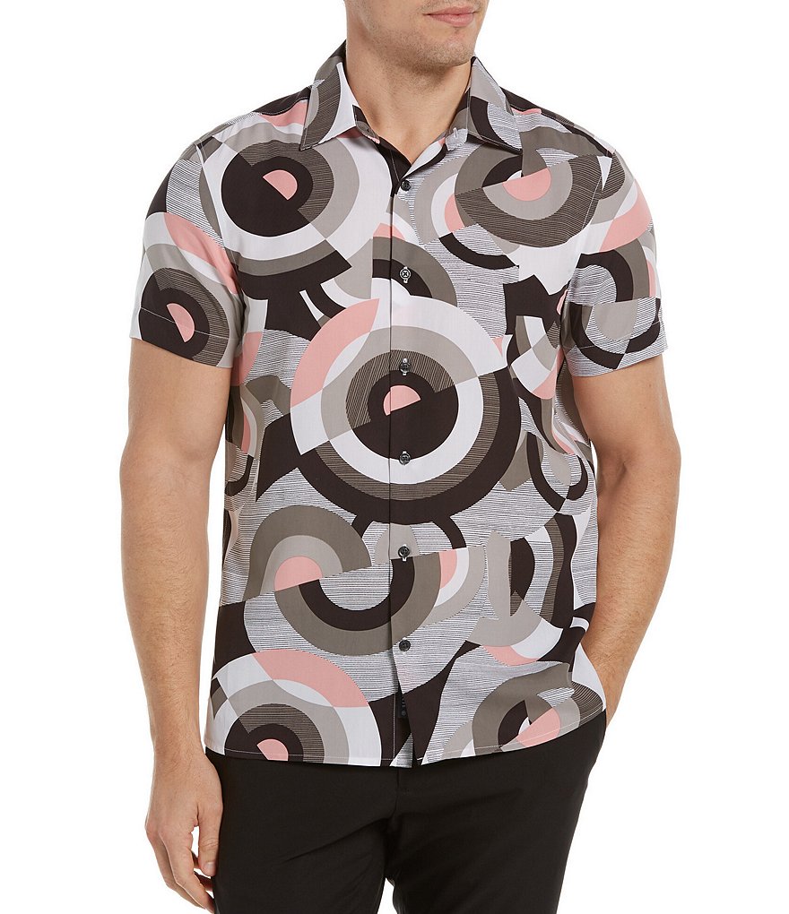 Visconti Geo Floral Print Short-Sleeve Woven Shirt