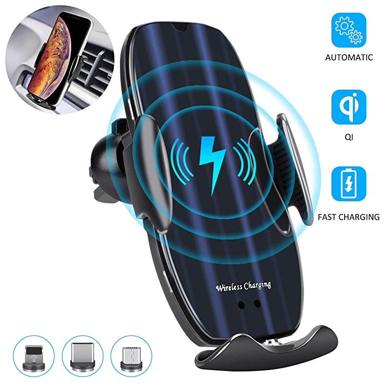 Car Charger 10W AutoClamping Qi Fast Charging Car Mount Charger Air Vent Phone Holder for iPhone 1212 ProSE1111 Pro11 Pro MaxXS Max Galaxy S20S20 PlusNote10 All Smartphone