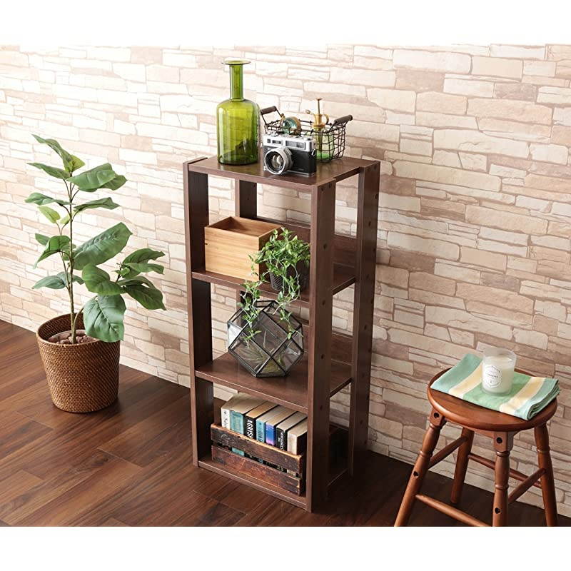 USA OWR-400BR 3-Shelf Open Wood Shelving Unit, Medium, Brown