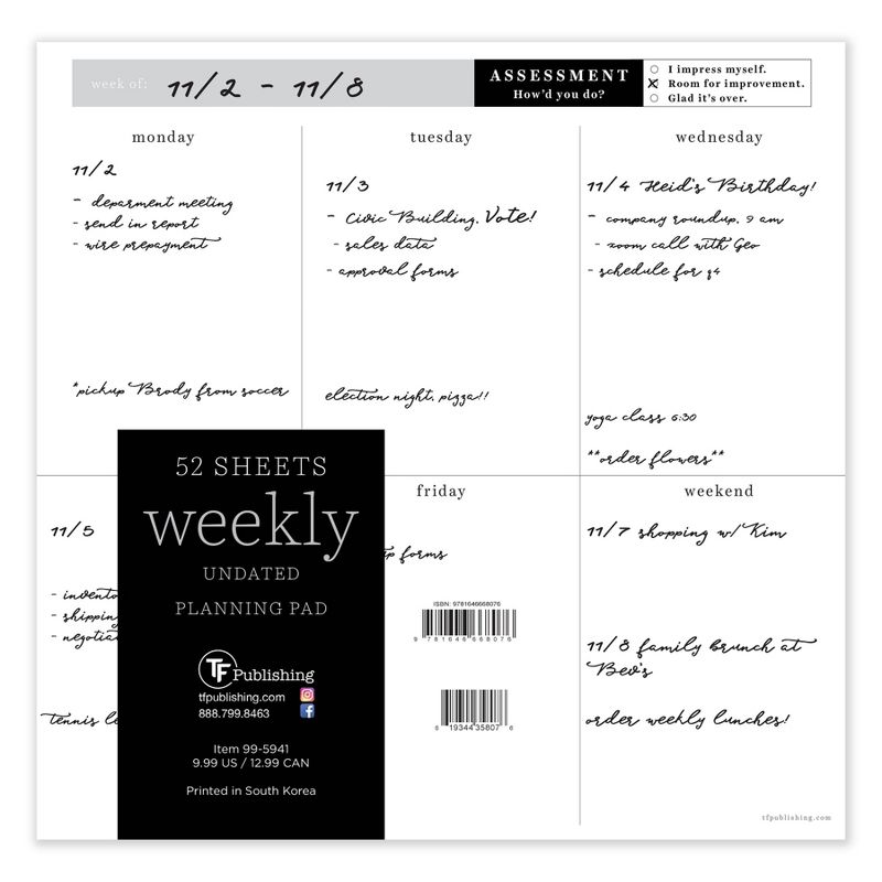 Undated Square Executive Weekly Schedule Pad - The Time Factory