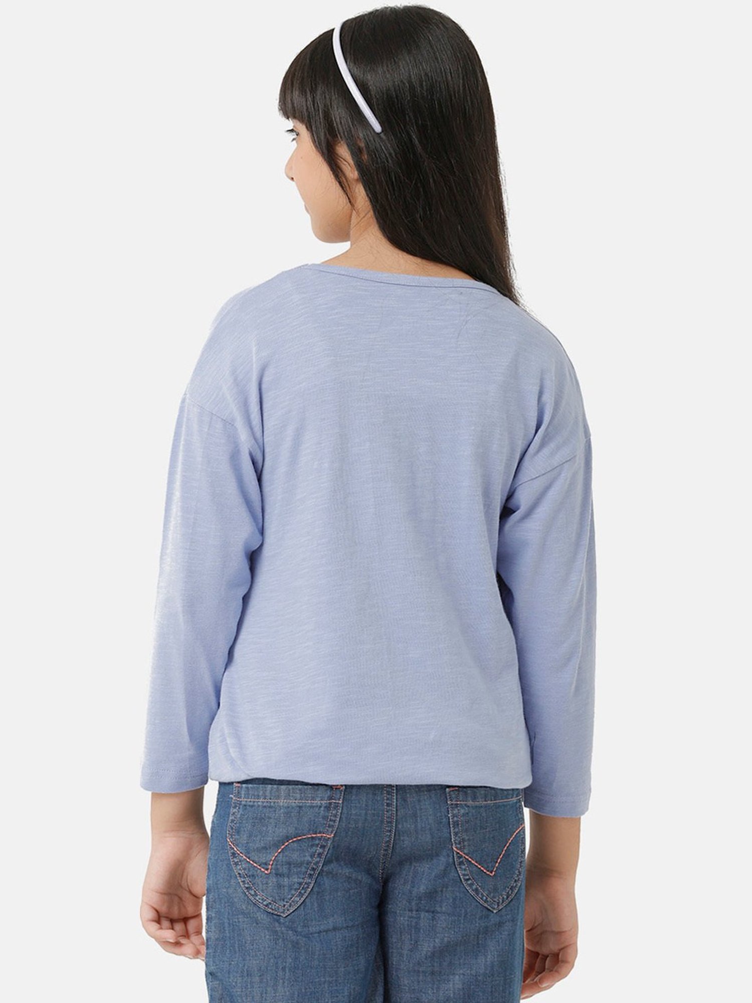 Under Fourteen Only Kids Purple Embroidered Full Sleeves Top