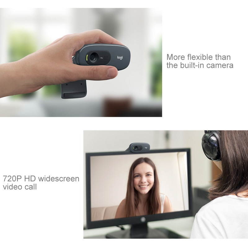 Logitech C270 Desktop or Laptop Webcam, HD 720p Widescreen for Video Calling and Recording