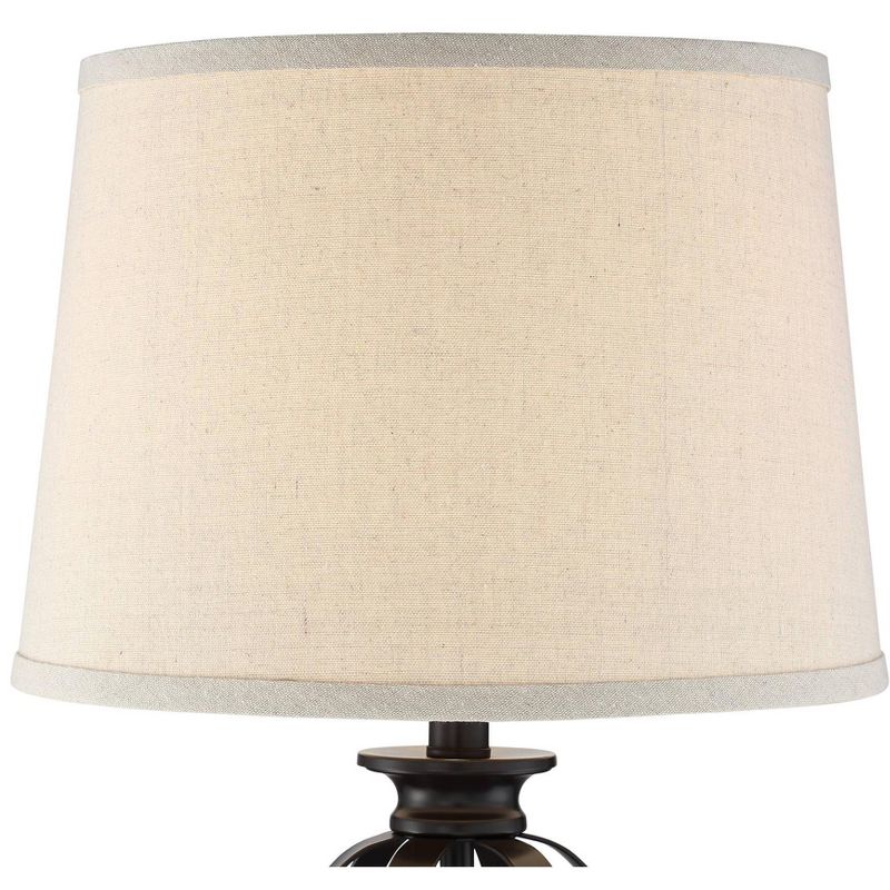 Regency Hill Modern Table Lamps Set of 2 Open Profile Bronze Fabric Drum Shade for Living Room Bedroom Bedside Nightstand Office