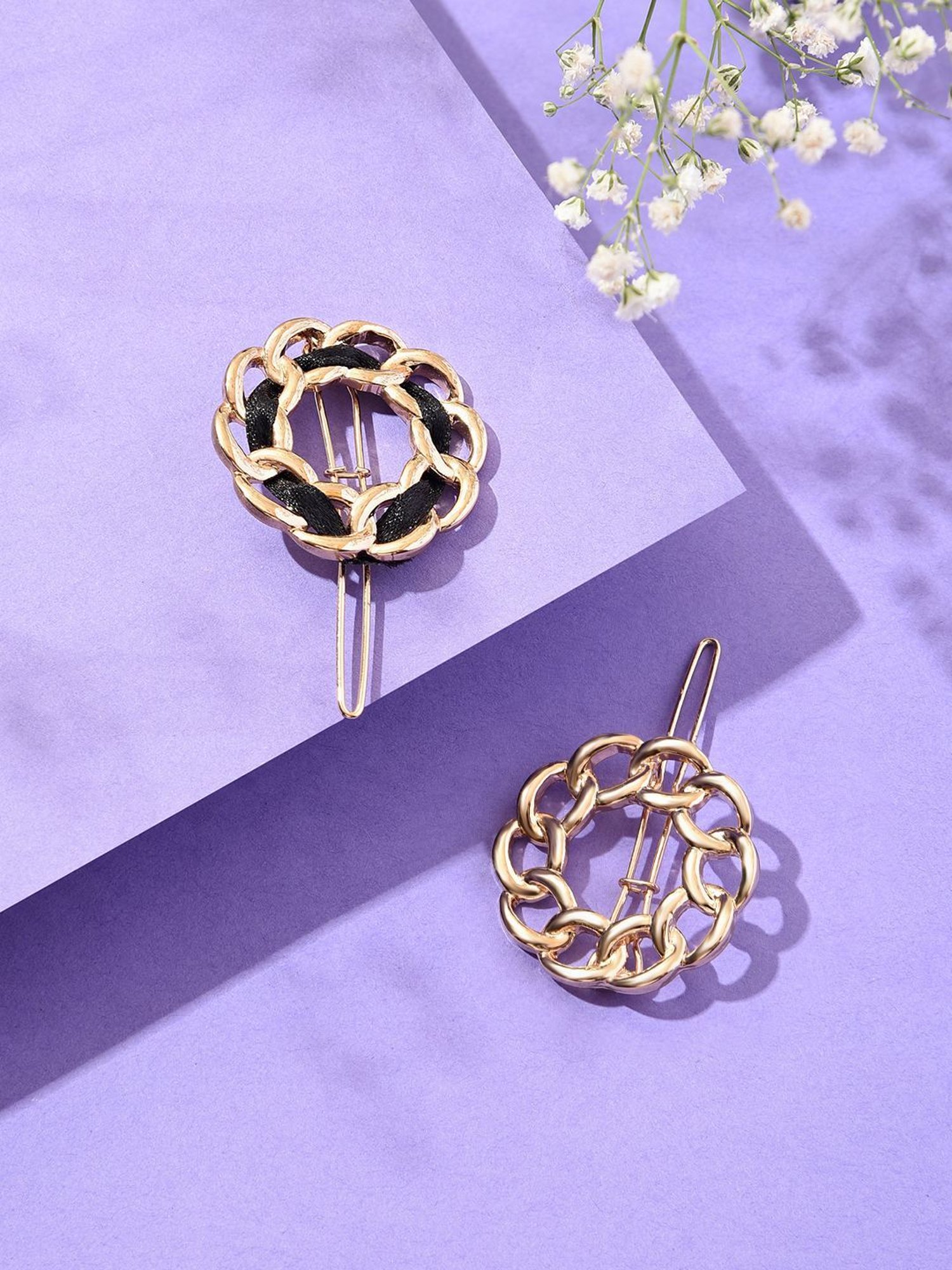 Lilly & Sparkle Gold-Toned Set of 2 Hollow Circular Hairpins