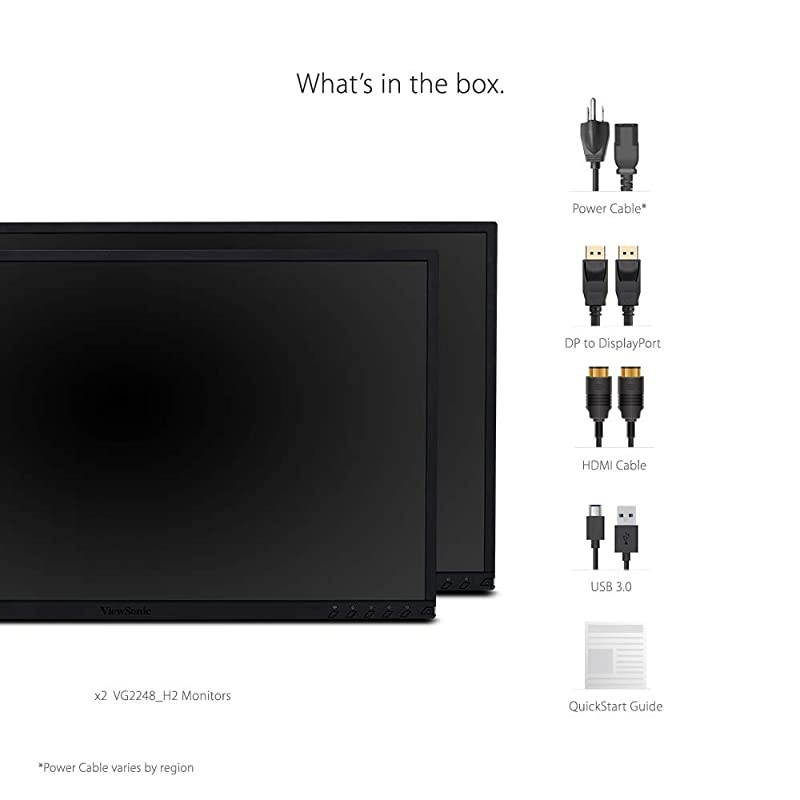 VG2248_H2 22 Inch Dual Pack Head-Only IPS 1080P Monitors with HDMI DisplayPort USB for Home and Office, Black