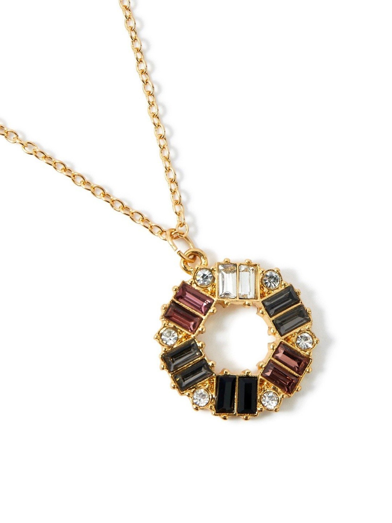 Accessorize London Gold Baguette Circle Pendant Necklace