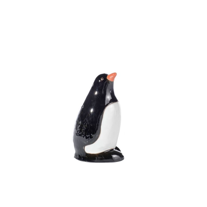 12.5" Handmade Glazed Ceramic Penguin Statue Black/White - Alfresco Home LLC