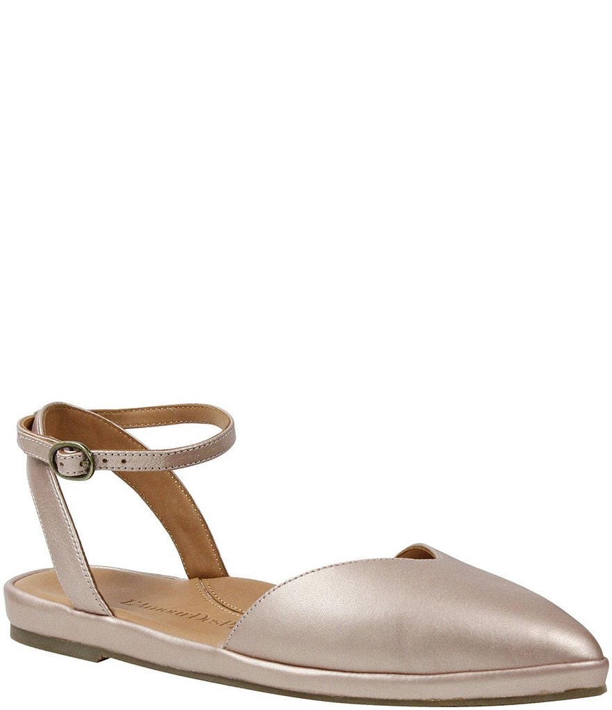 L'Amour Des Pieds Moona Leather Ankle Strap Flats