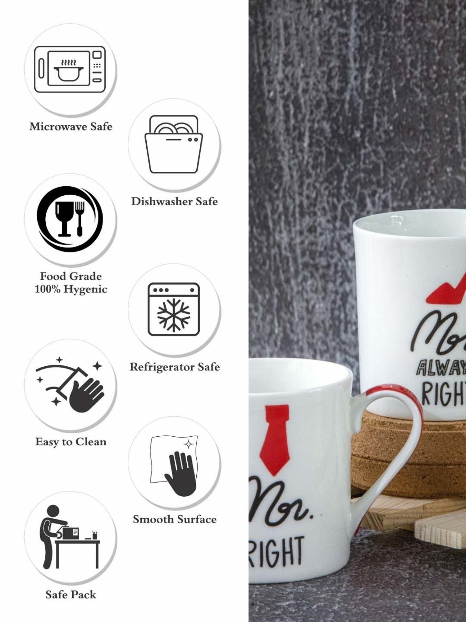 Goodhomes Multicolor Bone China Coffee Mug - Set of 2 (270ml)