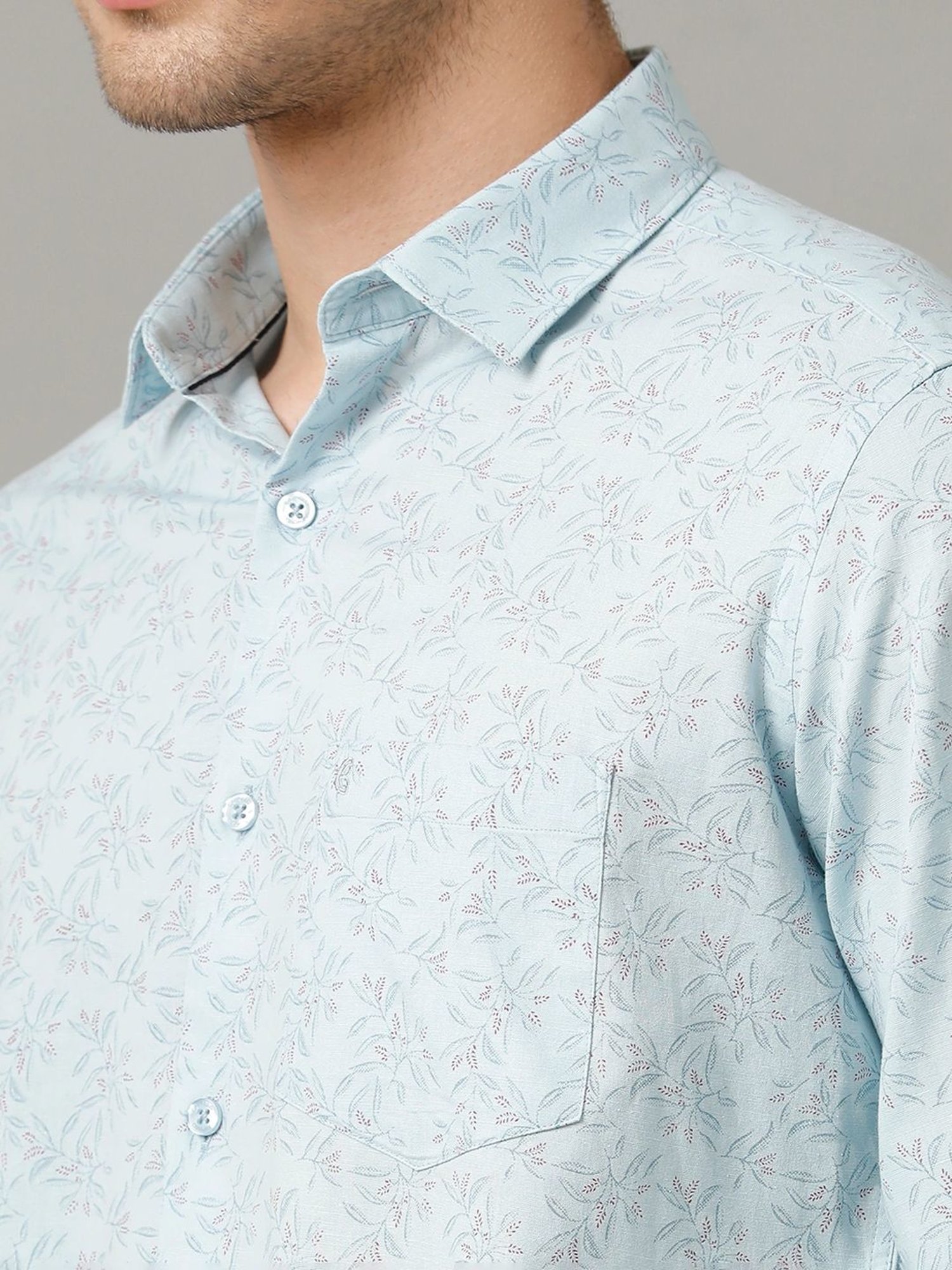 Cavallo By Linen Club Blue Linen Contemporary Fit Printed Shirt