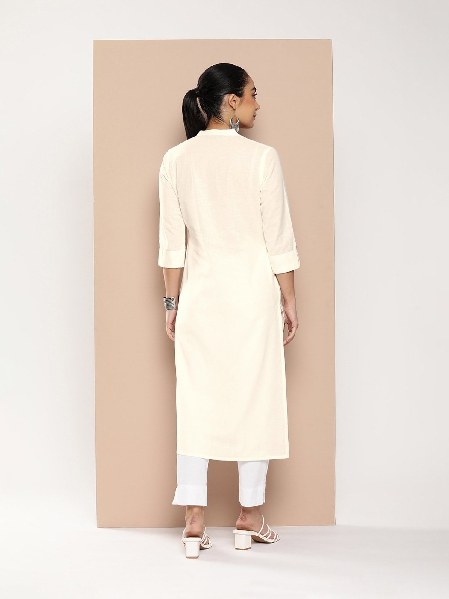 Amukti Beige Straight Kurta
