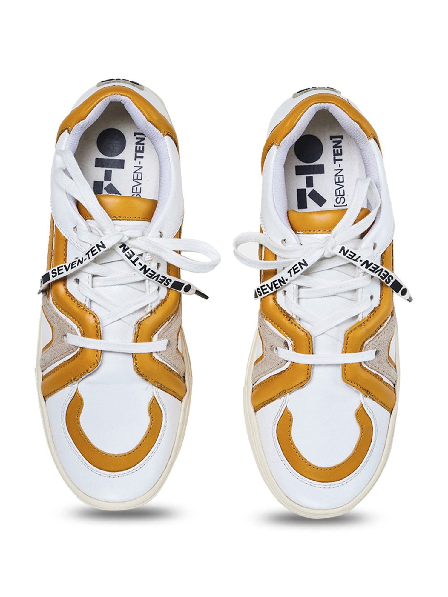 7-10 Women's White & Yellow 402 Luxe-Tech Collection Sneakers
